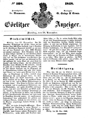 Görlitzer Anzeiger vom 28.11.1848