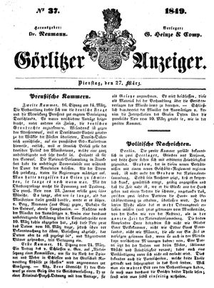 Görlitzer Anzeiger vom 27.03.1849