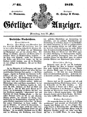 Görlitzer Anzeiger vom 22.05.1849