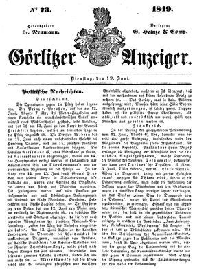 Görlitzer Anzeiger on Jun 19, 1849