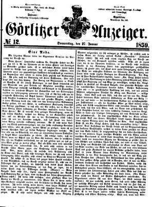 Görlitzer Anzeiger on Jan 27, 1859