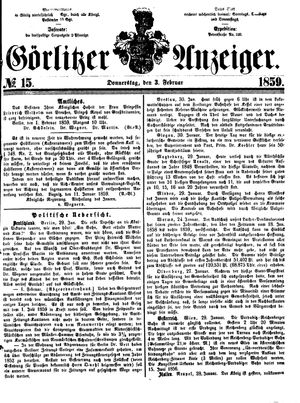 Görlitzer Anzeiger on Feb 3, 1859
