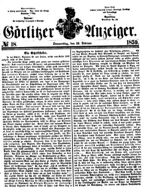 Görlitzer Anzeiger on Feb 10, 1859