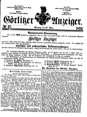 Görlitzer Anzeiger vom 27.03.1859