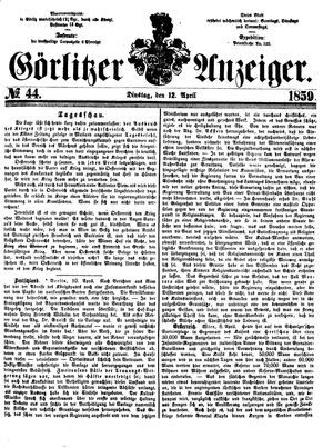 Görlitzer Anzeiger on Apr 12, 1859