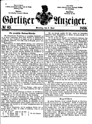 Görlitzer Anzeiger vom 05.06.1859