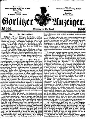 Görlitzer Anzeiger vom 28.08.1859