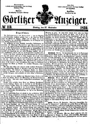 Görlitzer Anzeiger vom 27.09.1859