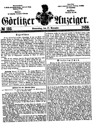 Görlitzer Anzeiger vom 17.11.1859