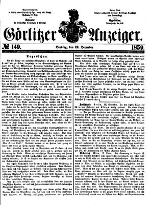 Görlitzer Anzeiger vom 20.12.1859