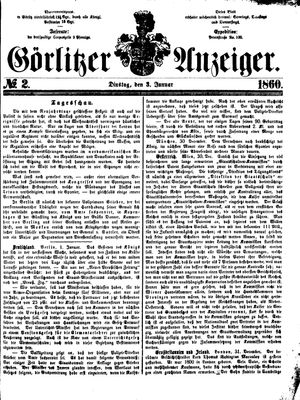 Görlitzer Anzeiger vom 03.01.1860
