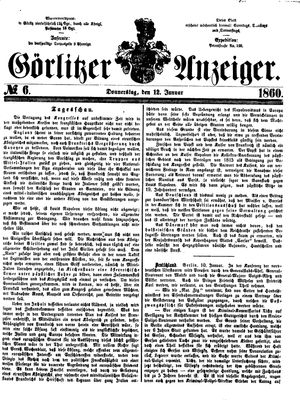 Görlitzer Anzeiger on Jan 12, 1860