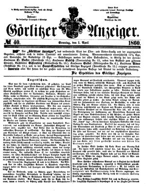 Görlitzer Anzeiger vom 01.04.1860