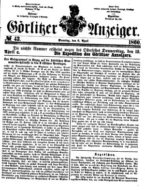Görlitzer Anzeiger on Apr 8, 1860