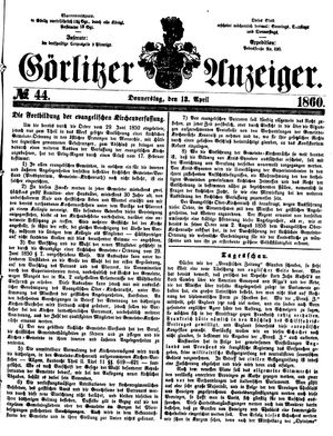Görlitzer Anzeiger vom 12.04.1860