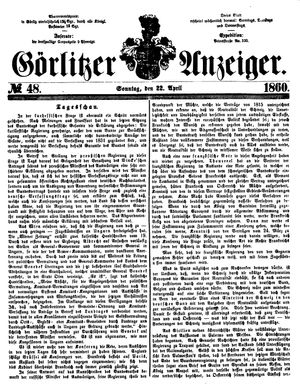 Görlitzer Anzeiger on Apr 22, 1860