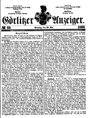 Görlitzer Anzeiger on May 20, 1860