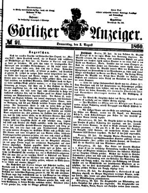Görlitzer Anzeiger on Aug 2, 1860