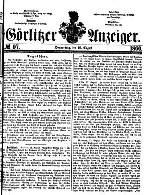 Görlitzer Anzeiger on Aug 16, 1860