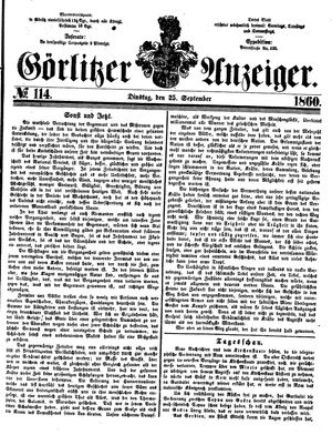 Görlitzer Anzeiger on Sep 25, 1860