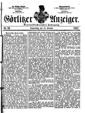 Görlitzer Anzeiger vom 14.02.1867