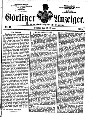 Görlitzer Anzeiger vom 17.02.1867