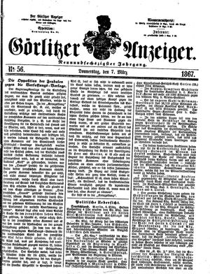 Görlitzer Anzeiger vom 07.03.1867