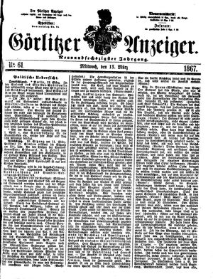 Görlitzer Anzeiger vom 13.03.1867