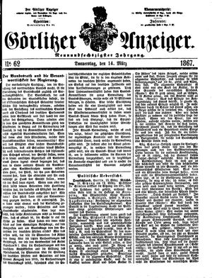 Görlitzer Anzeiger vom 14.03.1867