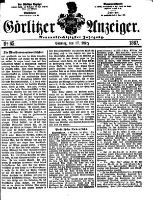 Görlitzer Anzeiger vom 17.03.1867