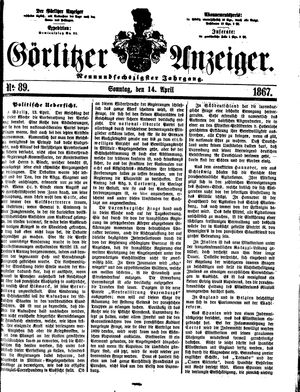 Görlitzer Anzeiger vom 14.04.1867