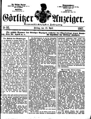 Görlitzer Anzeiger on Apr 19, 1867