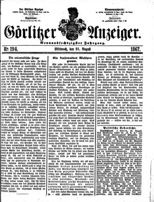 Görlitzer Anzeiger vom 21.08.1867