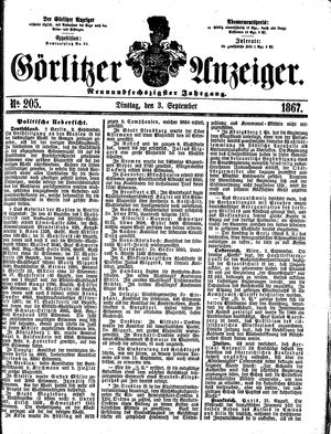 Görlitzer Anzeiger on Sep 3, 1867