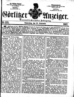 Görlitzer Anzeiger on Sep 26, 1867