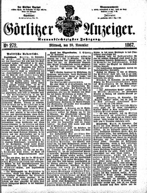 Görlitzer Anzeiger vom 20.11.1867