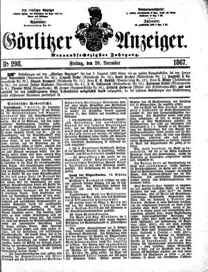 Görlitzer Anzeiger vom 20.12.1867