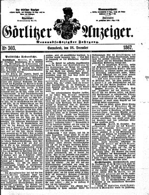 Görlitzer Anzeiger vom 28.12.1867