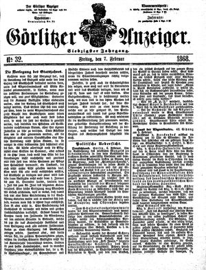 Görlitzer Anzeiger vom 07.02.1868
