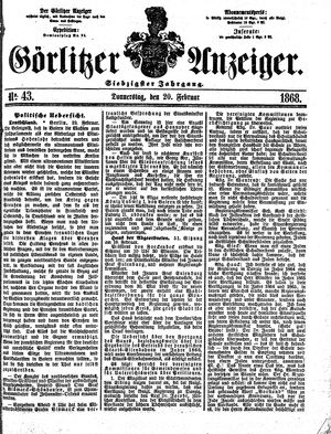 Görlitzer Anzeiger vom 20.02.1868