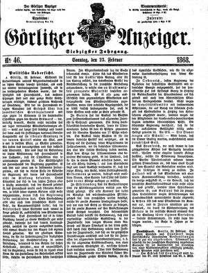 Görlitzer Anzeiger vom 23.02.1868