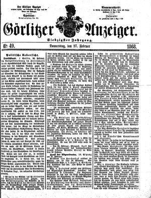 Görlitzer Anzeiger vom 27.02.1868