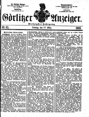 Görlitzer Anzeiger vom 17.03.1868