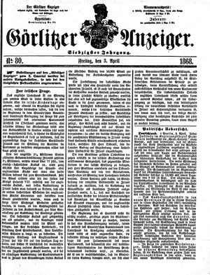 Görlitzer Anzeiger on Apr 3, 1868