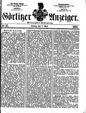 Görlitzer Anzeiger vom 07.04.1868