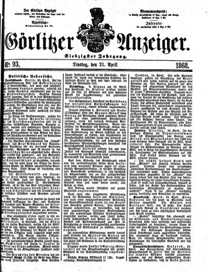 Görlitzer Anzeiger on Apr 21, 1868