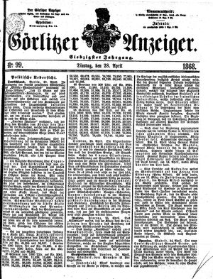 Görlitzer Anzeiger on Apr 28, 1868