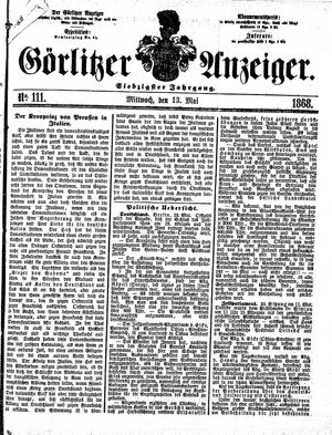 Görlitzer Anzeiger vom 13.05.1868
