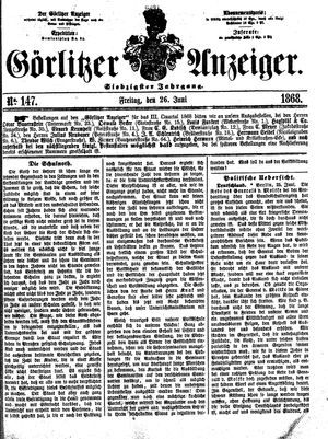 Görlitzer Anzeiger vom 26.06.1868