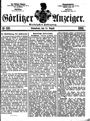 Görlitzer Anzeiger vom 15.08.1868